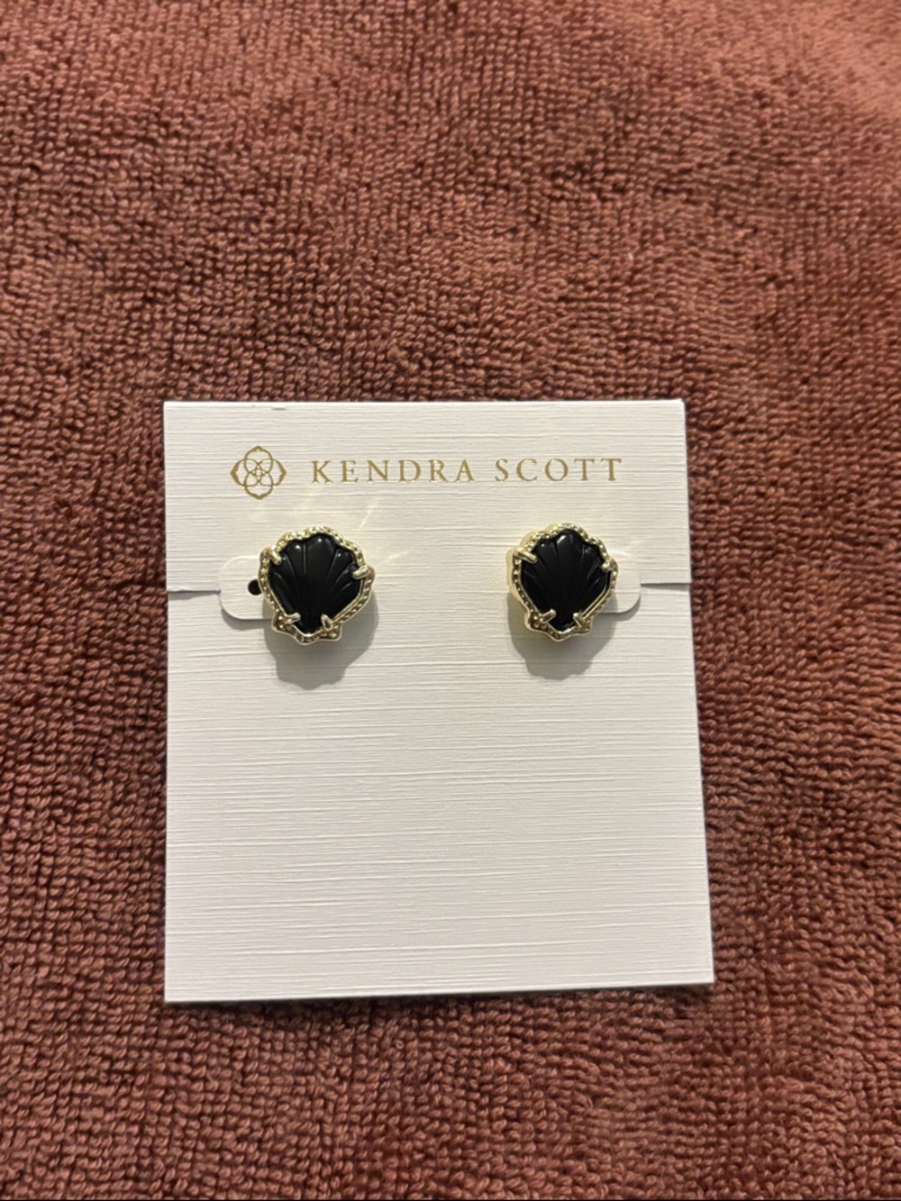 Kendra Scott Black and Gold Shell Stud Earrings